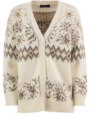Fabiana Filippi Long-Sleeve Open-Front Cardigan - Natural