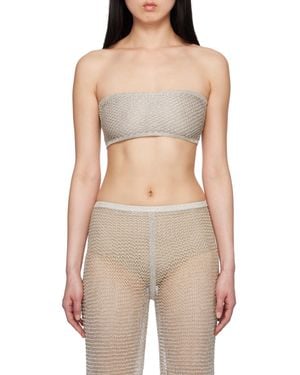 Alaïa Mesh Knit Bra Top - Natural