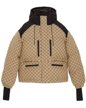 Gucci Gg-Canvas Cropped Puffer Jacket - Natural