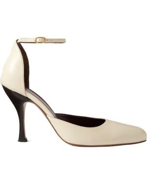 Neous Round-Toe Suede High Heels - White