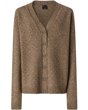 Pinko Marche Sequin Embellished Knitted Cardigan - Brown