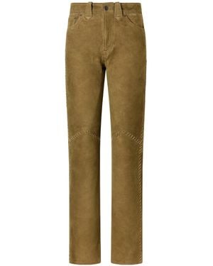 RRL Panelled Suede Slim-Fit Trousers - Green