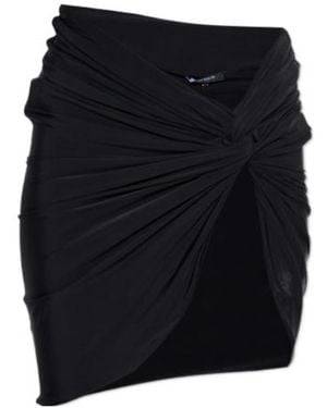 Balmain Knot-Detail Draped Mini Skirt - Black