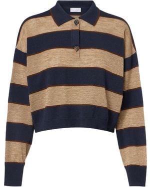 Brunello Cucinelli Wool, Cashmere, And Silk Polo Sweater - Blue