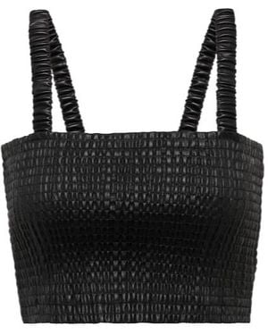 Proenza Schouler Label Faux Leather Crop Top - Black