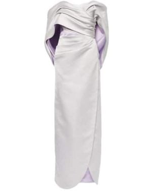 Carolina Herrera Off-The-Shoulder Draped Satin Long Dress - White