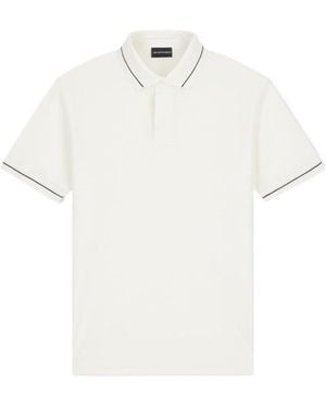 Emporio Armani Contrast-Trim Buttoned Polo Shirt - White