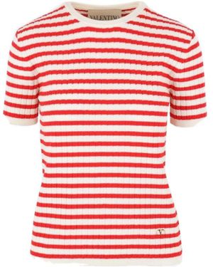 Valentino Striped Crewneck Jumper - Red