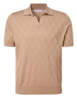 Brunello Cucinelli Knitted Cotton Polo Shirt - Natural