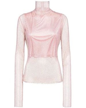 Sportmax Embellished Mesh Top - Pink