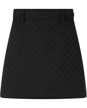 Gucci Solid Color Flared Umbrella Skirt - Black
