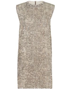 Brunello Cucinelli Dazzling Craquelé Embroidery Dress - Gray