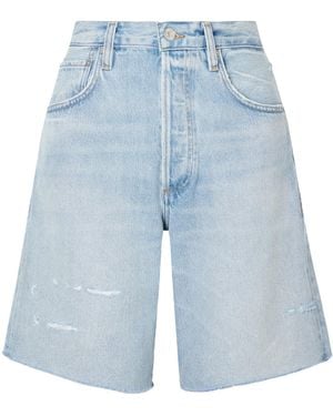 Citizens of Humanity Ayla Frayed Denim Shorts - Blue