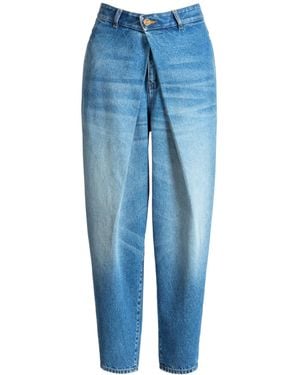 Balmain Denim Barrel-Leg Jeans - Blue
