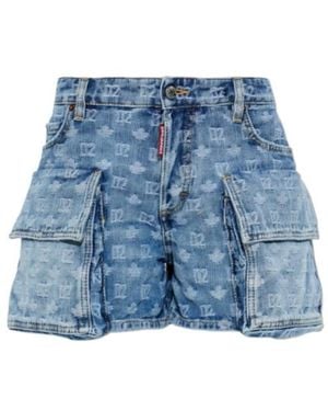 DSquared² Light Wash Cargo Shorts - Blue
