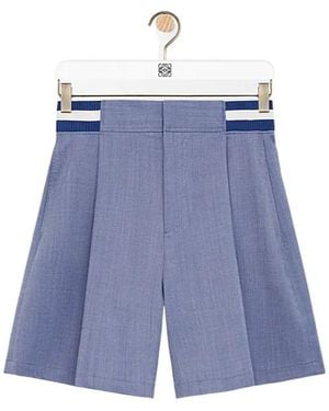 Loewe Logo Detailed Pleated Shorts - Blue