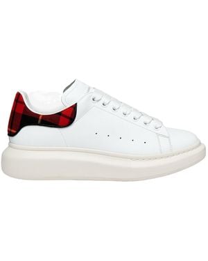 McQueen Leather Tartan-Trim Oversized Trainers - White