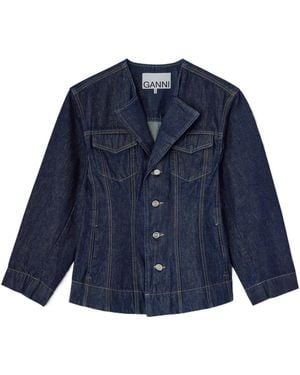 Ganni Long-Sleeved Denim Jacket - Blue