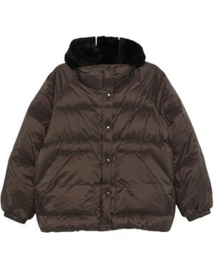 Yves Salomon Quilted Hooded Jacket - Brown