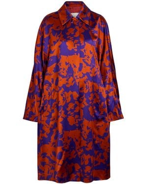 Dries Van Noten Roolsy Printed Satin Coat - Red