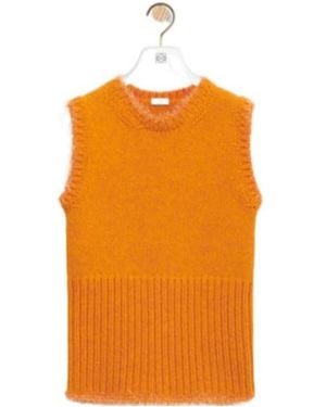 Loewe Fringed Ribbed-Knit Vest - Orange