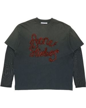 Acne Studios Layered Logo T-Shirt - Green