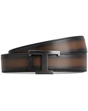 Tod's T-Buckle Leather Belt - White