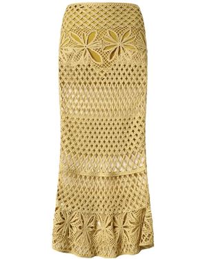 Pinko Crispo Fancy Crochet-Effect Long Skirt - Metallic