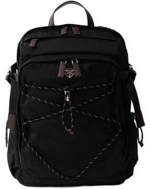 Prada Speedrock Re-Nylon And Leather Backpack - Black