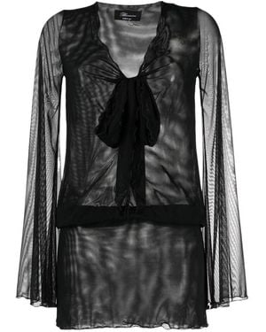 Blumarine Sheer Front-Tie Mini Dress - Black