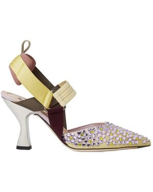 Fendi Colibrì Embellished Slingback Heeled Court Shoes - Metallic