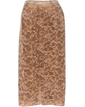 Acne Studios Tubno Lace Midi Skirt - Brown