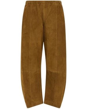 KHAITE Elasticated Waist Wide Leg Pants - Green
