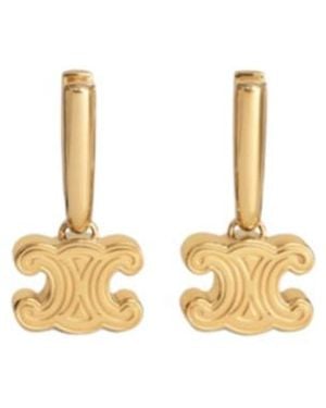 Celine Chunky Triomphe Earrings - Metallic