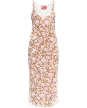 DIESEL X-Ray Floral Ribbed Dress - Pink