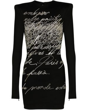 Balmain Embellished Long-Sleeve Dress - Black