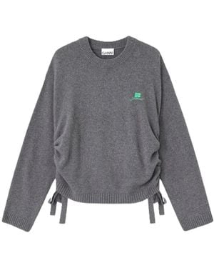 Ganni Side Tie Crewneck Jumper - Grey