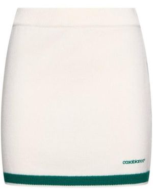 CASABLANCA Wool Knit Tennis Mini Skirt - Natural