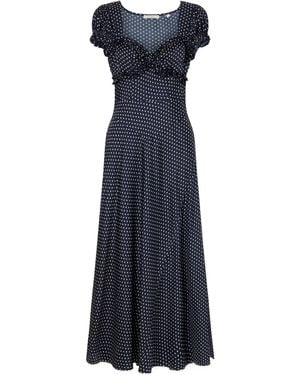 Doen Silk Dotted Dress - Blue