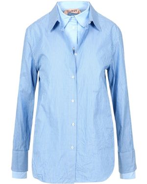 N°21 Layered Striped Cotton Shirt - Blue