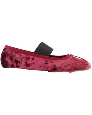 MM6 by Maison Margiela Square Toe Ballet Flats - Red