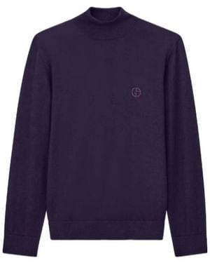 Giorgio Armani Mock-Neck Knitted Jumper - Blue