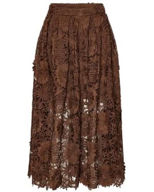 ROTATE BIRGER CHRISTENSEN 3D Lace Midi Skirt - Brown