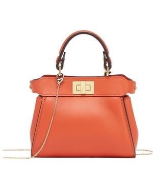 Fendi Nano Peekaboo Mini Tote Bag - Red