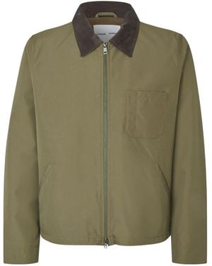 Samsøe & Samsøe Sarobin Z Chest-Pocket Contrastong-Collar Jacket - Green