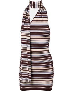 AYA MUSE Knitted Scarf-Detail Striped Minidress - Multicolour