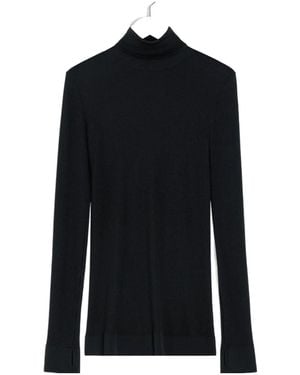 Lemaire Ribbed High-Neck Top - Black