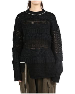 Y's Yohji Yamamoto Destructured Stripe Knitwear - Black