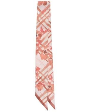 Burberry Skinny Watercolor Check Silk Scarf - White