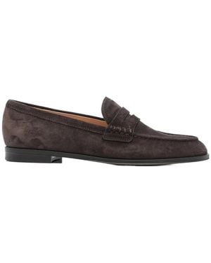Gianvito Rossi Georgie Penny-Strap Suede Loafers - Brown